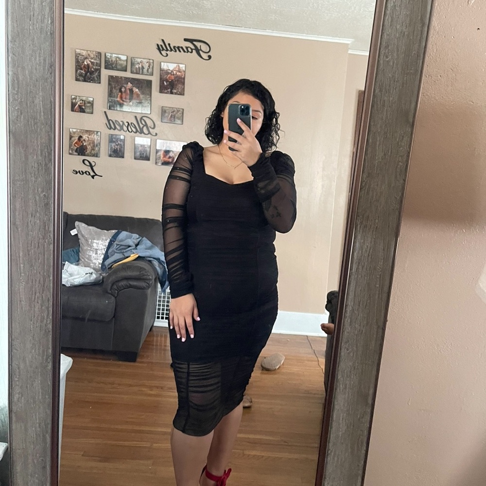 New Black mesh body con dress